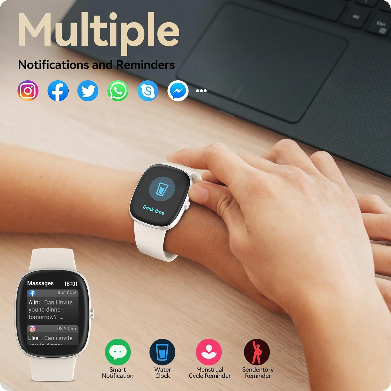 Relojes inteligentes para hombres y mujeres con monitor de oxígeno en sangre de frecuencia cardíaca, seguimiento del sueño, contador de calorías de