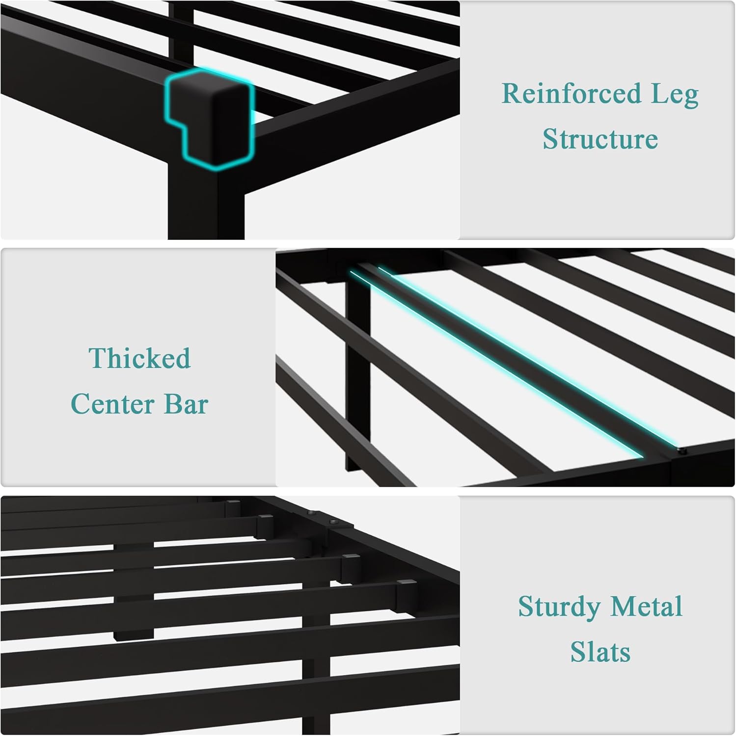 iPormis Marco de cama de metal tamaño individual, marco de cama de plataforma de lino con cabecera capitoné con botones, espacio debajo de la cama