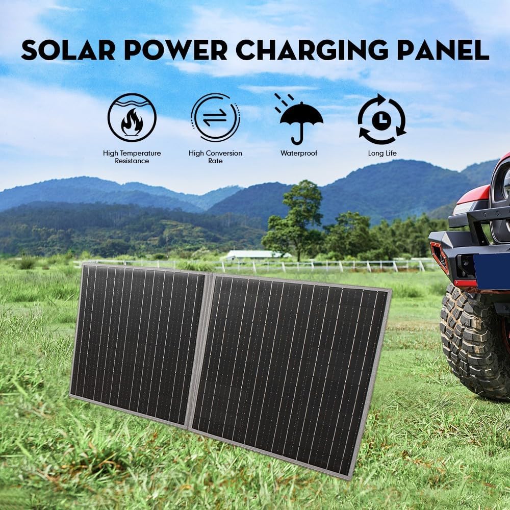Paneles solares portátiles con cargador solar multiconector 100W con soportes para camping RV estación de carga rápida