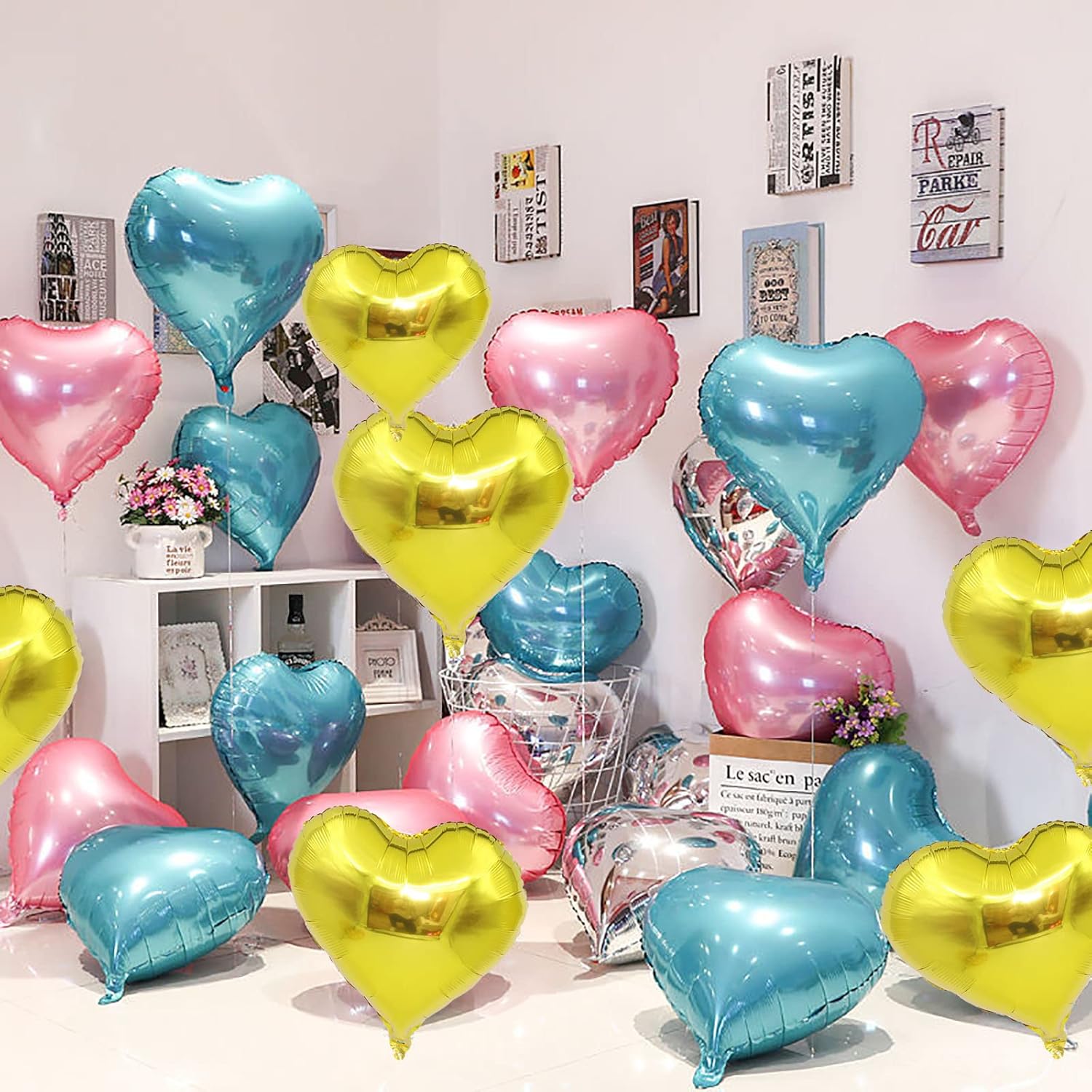 Globos de Mylar con forma de corazón rojo de 18 pulgadas, románticos globos de corazón enormes para el día de San Valentín, decoraciones de fiesta