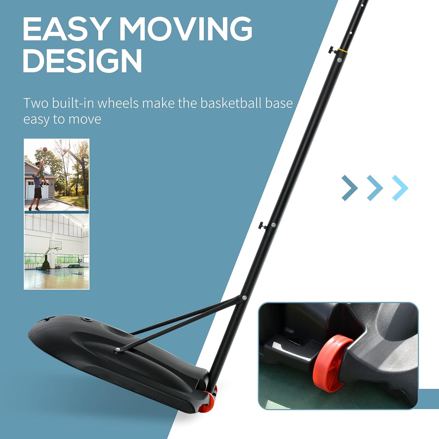 Soozier Aro de baloncesto para exteriores, portería de baloncesto portátil, altura ajustable de 5.5 a 7.5 pies con tablero trasero de 33 pulgadas y