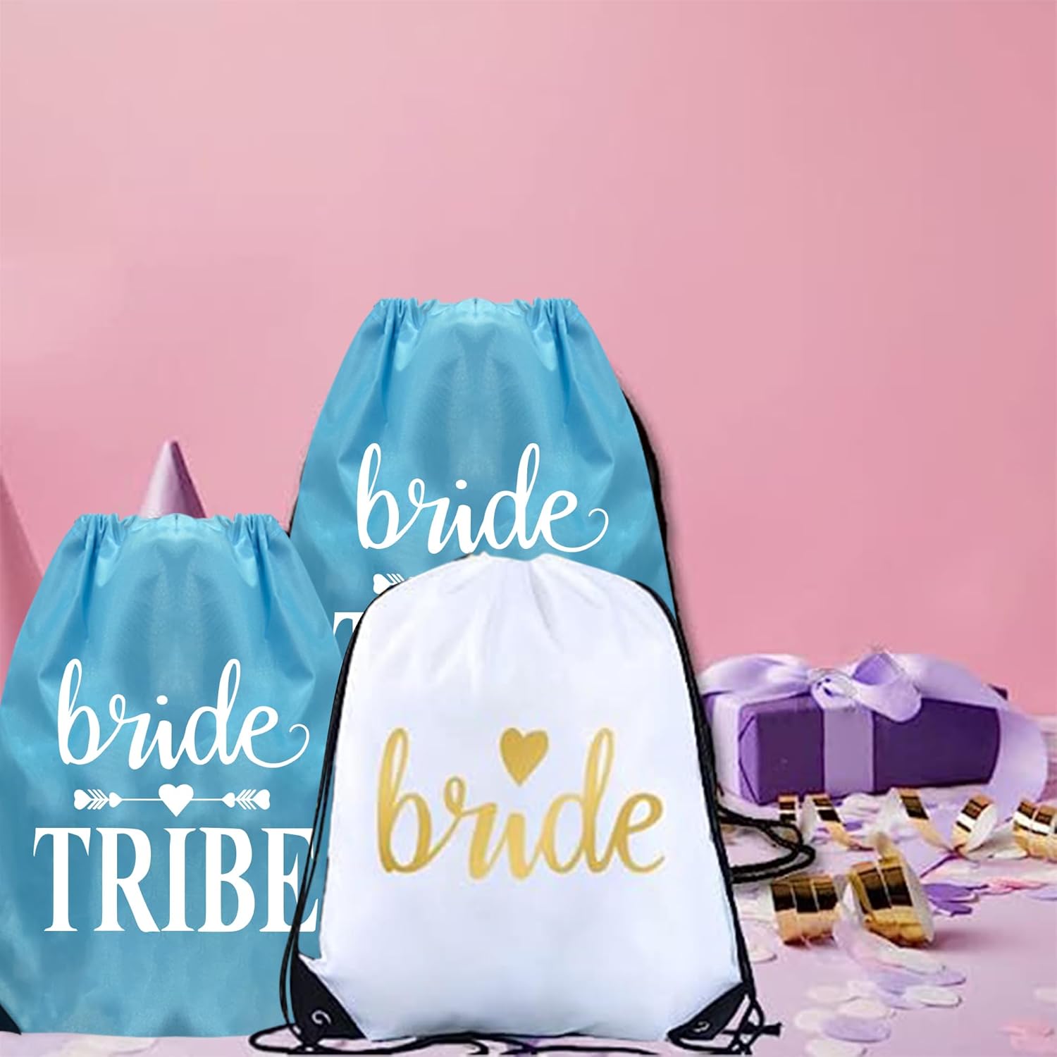 Lady & Home – 10 bolsas con cordón para dama de honor, bolsa con cordón para despedida de soltera, regalo de despedida de soltera, turquesa