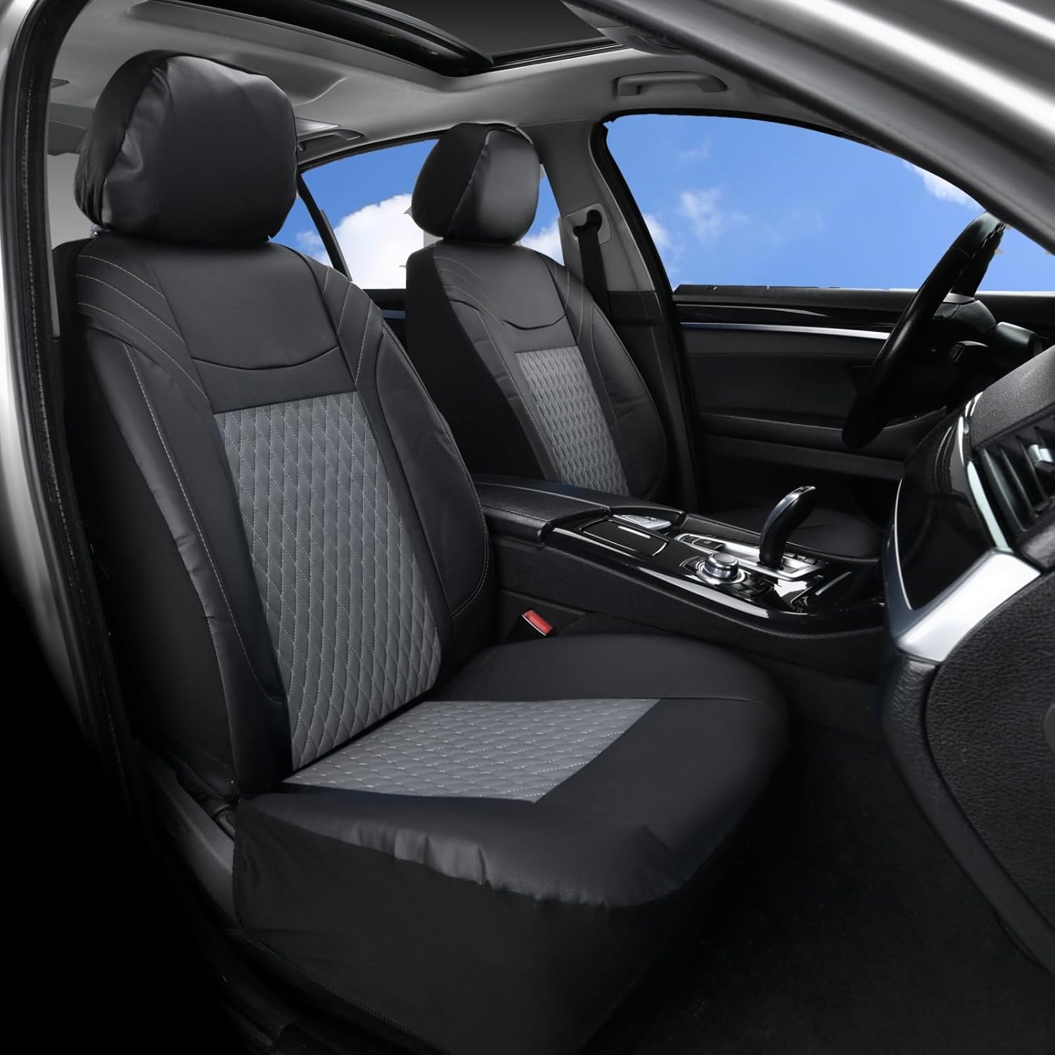 Coverado Juego completo de fundas de asiento de automóvil, 11 fundas universales de asiento para automóviles, cojines de asiento de automóvil de