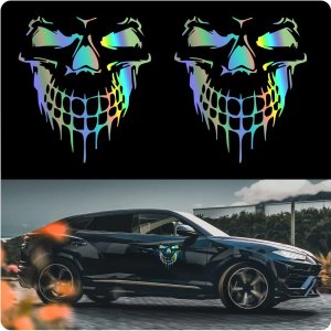 2 hojas de calcomanías reflectantes de calavera para coche, impermeables, coloridas, 5.9 x 5.7 pulgadas, TH001 TH001 TH001 2 hojas de calcomanías reflectantes de calavera para coche, impermeables, coloridas, 5.9 x 5.7 pulgadas, TH001 TH001 TH001