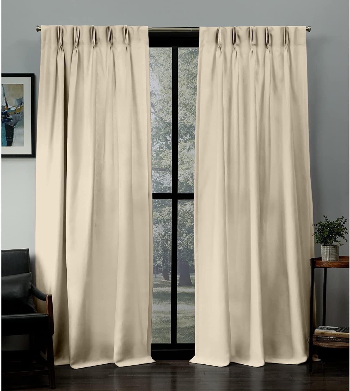 Magic Drapes Cortinas opacas plisadas con ganchos y alzapaños, para oscurecer la habitación, con aislamiento térmico para ventana, para dormitorio,