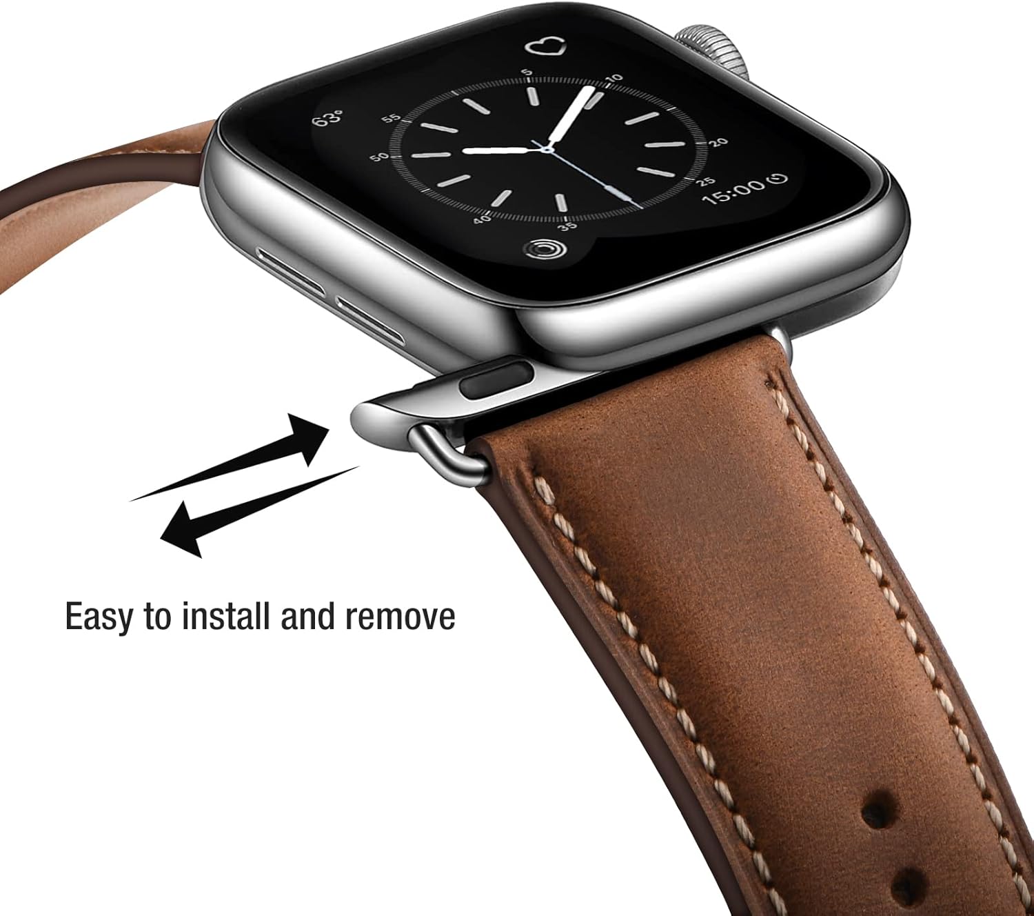 SUNFWR Correas de cuero compatibles con Apple Watch Band 1.929 in 1.772 in 1.732 in 1.654 in para hombres y mujeres, correa de repuesto de cuero