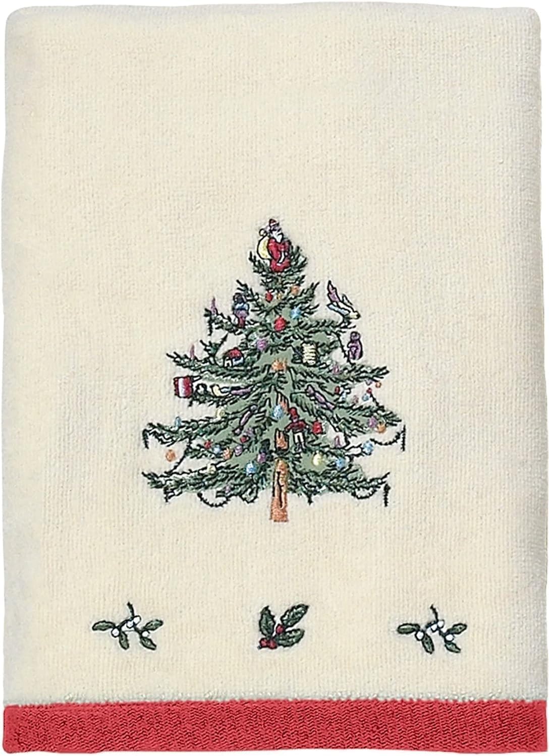 Spode – Hand Towel, Soft & Absorbent Cotton, Holiday Bathroom Decor Christmas Tree Collection