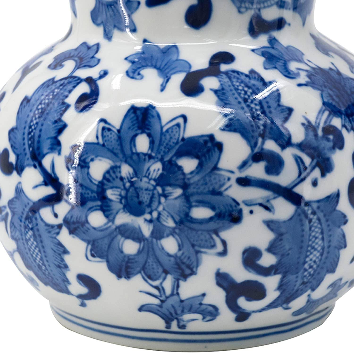 A&B Home – Jarra de cerámica con asa, jarra de crema de leche de café para cocina, tarro de porcelana azul y blanca con patrón de flores, 9 x 6 x 8