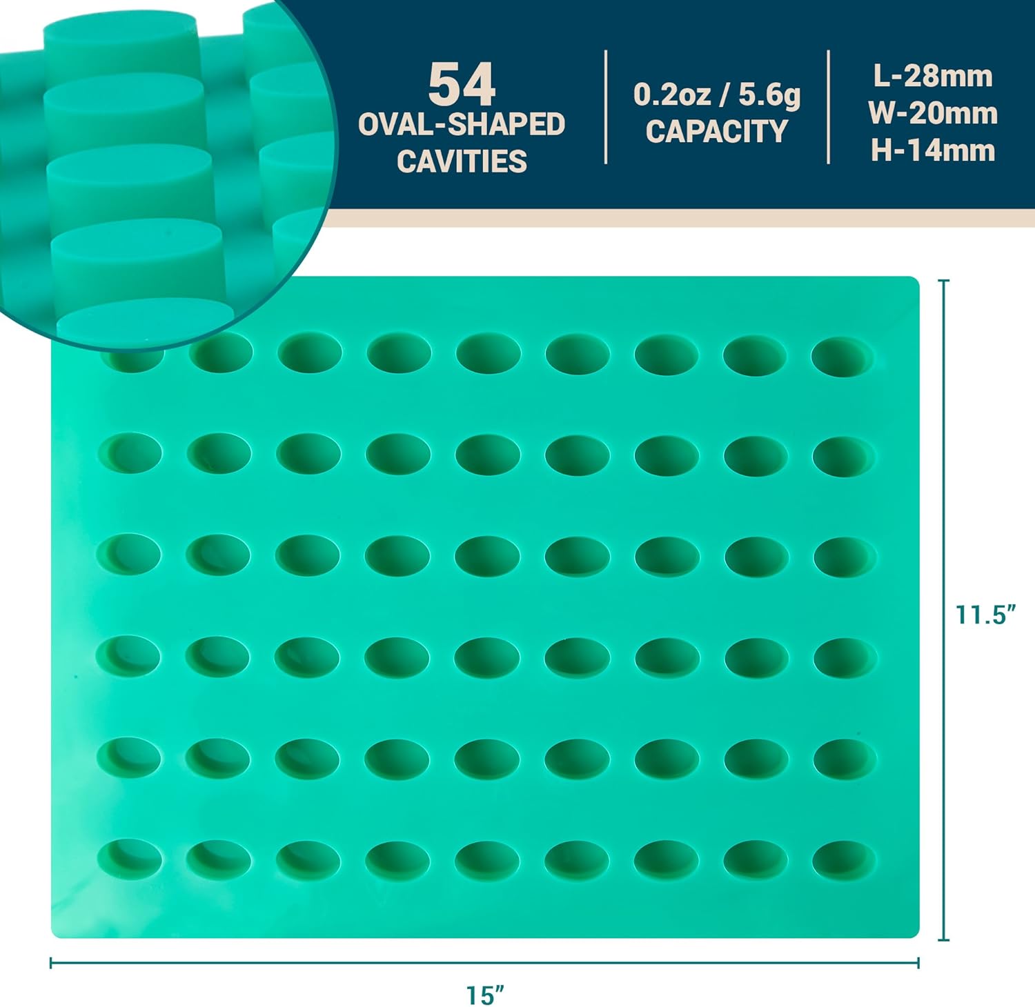 O’Creme Molde de silicona ovalado para tabletas de caramelo para trufas de chocolate, ganache, gelatina, pralinés y caramelos..