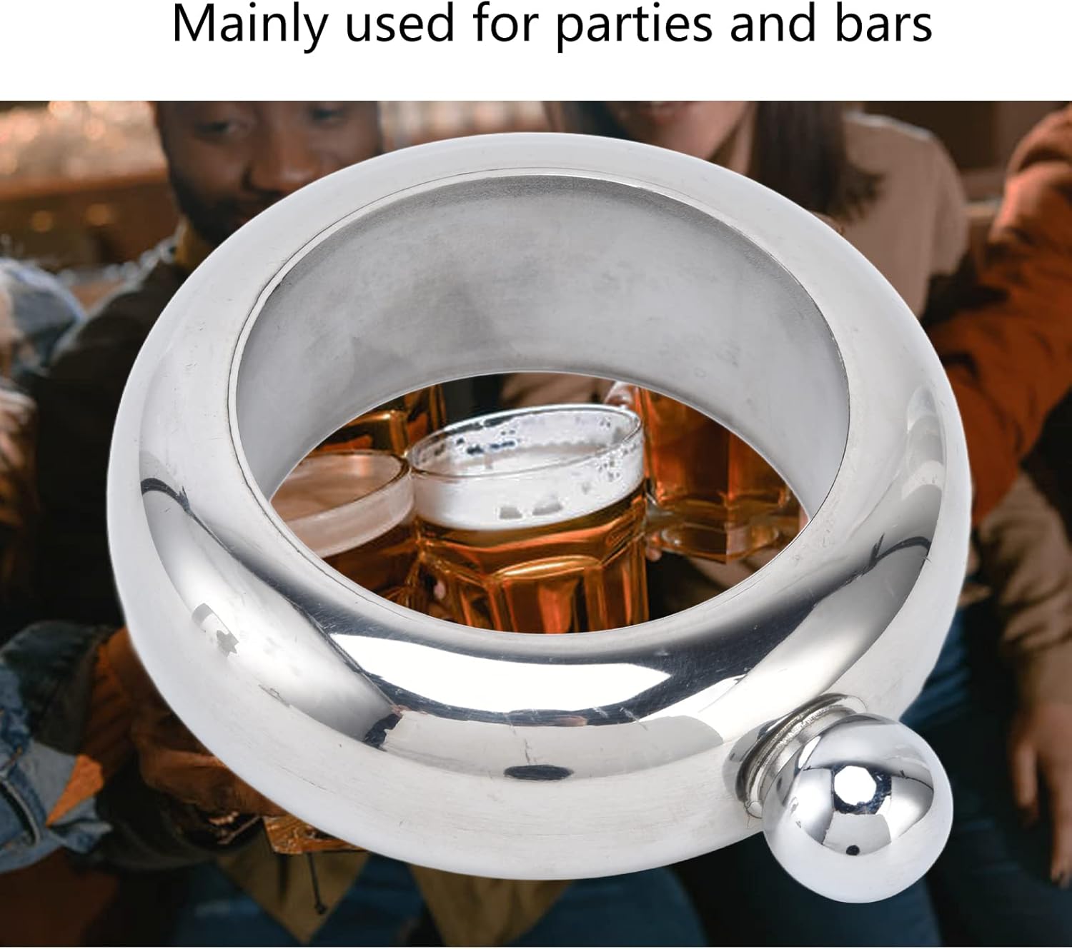 Frasco con forma de brazalete, 3.4 fl oz de acero inoxidable duradero pulsera jarra de vino, botella de vino portátil, botella de whisky para beber