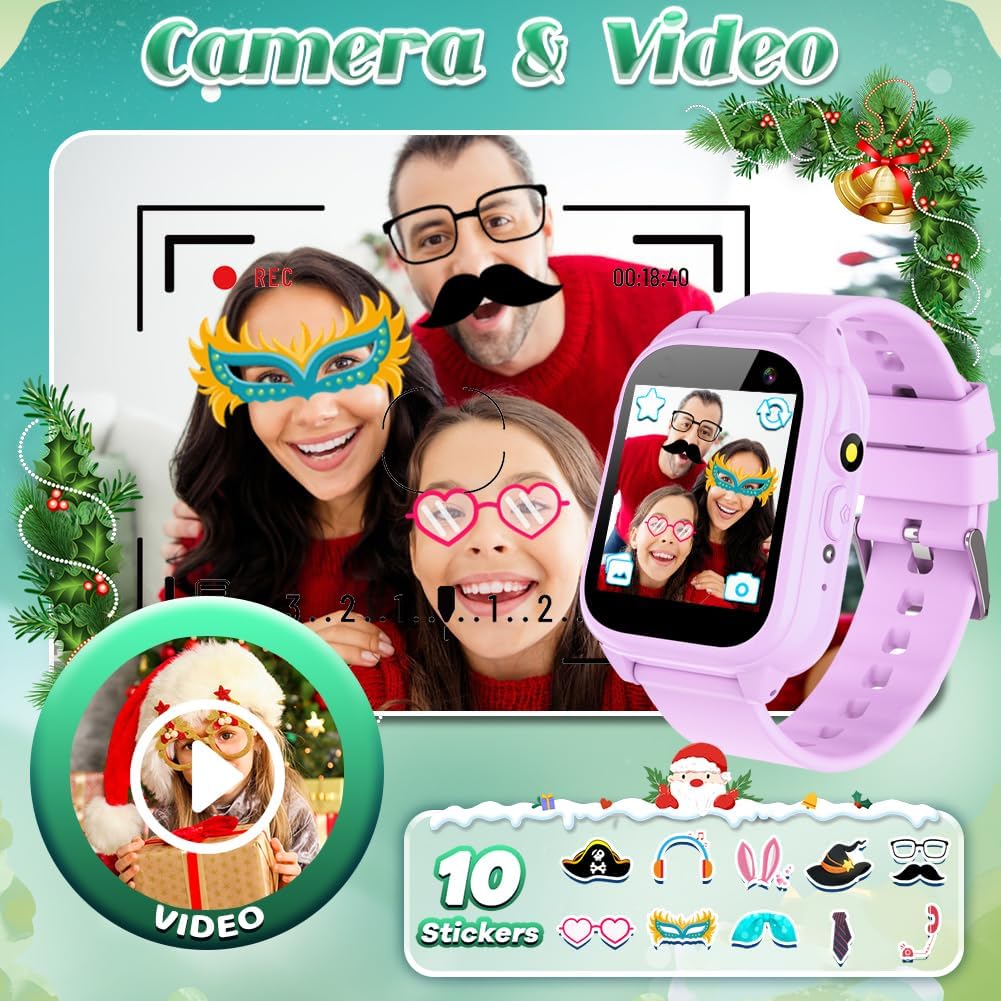 Reloj inteligente impermeable para niños y niñas de 3 a 12 años, juguetes de aprendizaje con 26 juegos, cámara, video, pantalla táctil, reproductor