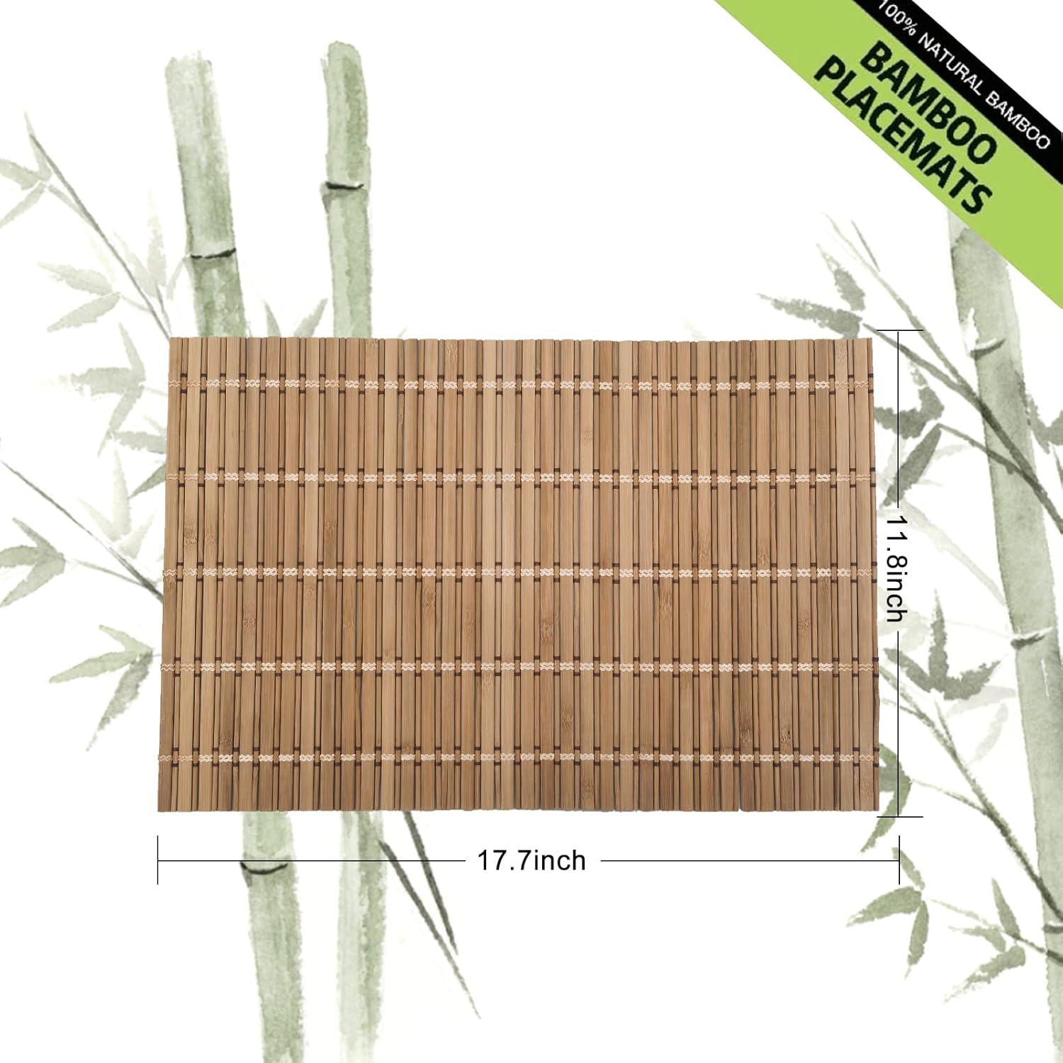 ANDSTAR Juego de 4 manteles individuales de bambú para mesa moderna, manteles individuales de bambú naturales antideslizantes, lavables, resistentes