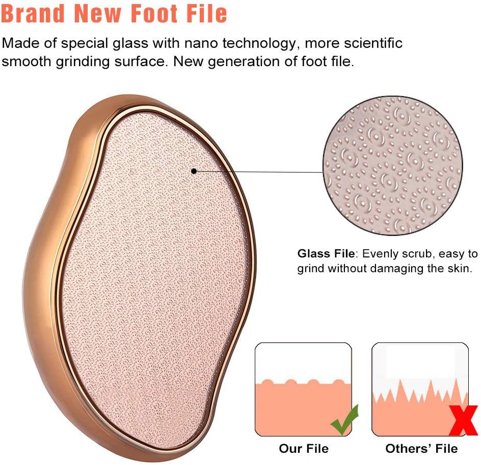 BEZOX Limas de cristal para pies de callo, limpiador de pies de pedicura de cristal para uso de viaje, raspador de pies portátil de tamaño portátil