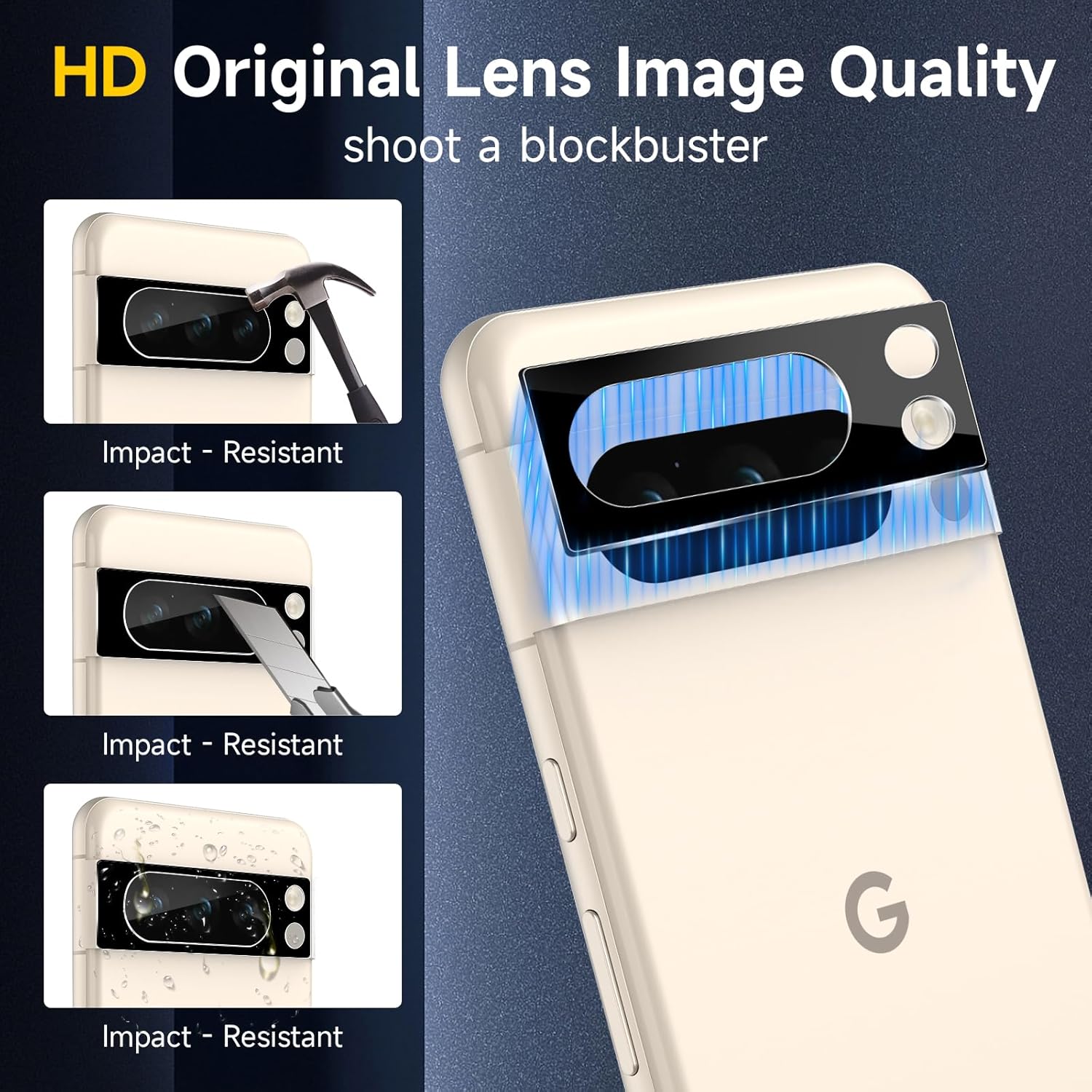 Paquete de 2+2 para Google Pixel 8 Pro, protector de pantalla de privacidad de vidrio templado y protector de lente de cámara transparente HD, para