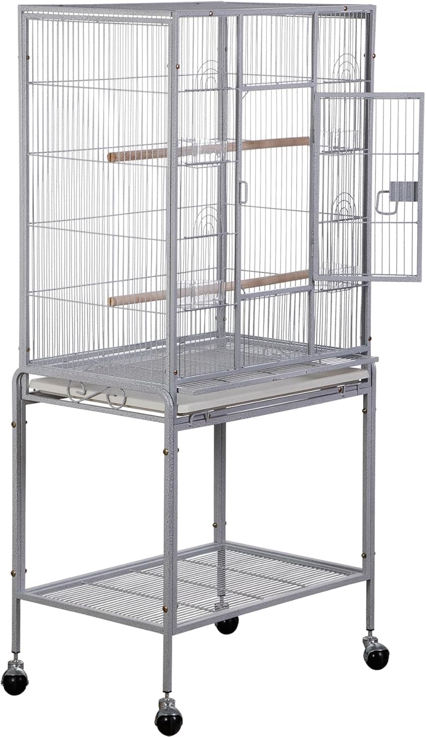SUPER DEAL Jaula grande de hierro forjado de 53 pulgadas para cacatúas, conure, periquitos, pinzones, Budgie, Lovebird, canario, casa mediana para
