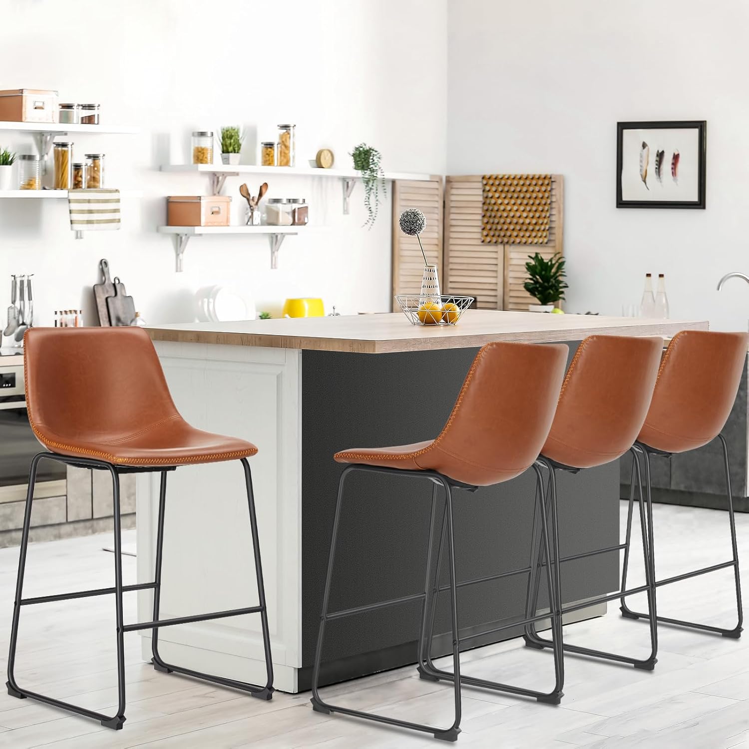 Juego de 4 sillas de comedor, sillas de cocina y comedor, sillas de bar sin brazos de 26 pulgadas, sillas de comedor modernas de mediados de siglo