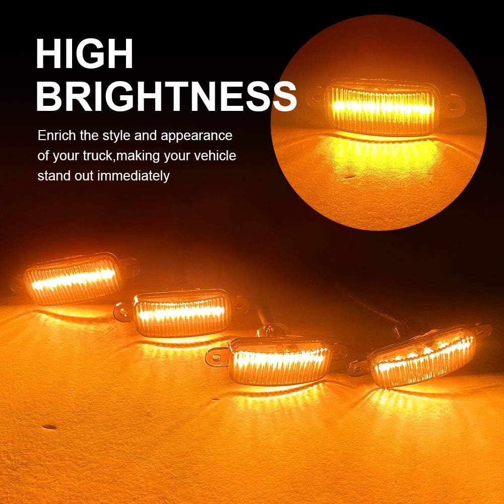 Sidaqi 4 luces LED de 12 W ámbar para rejilla delantera de automóvil, luces de circulación diurna ámbar, DRL, cubierta de parachoques delantero,
