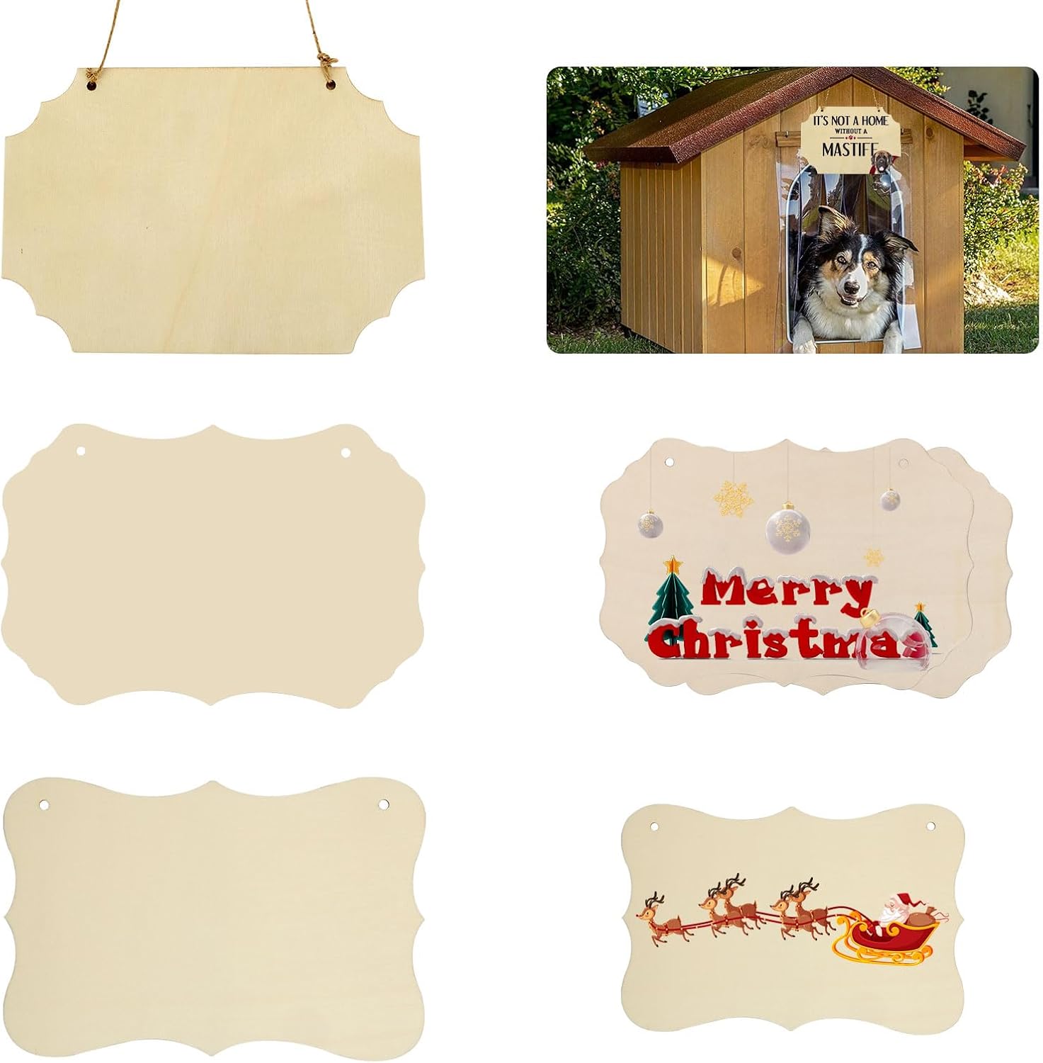 24 letreros de madera sin terminar, letrero de madera en blanco con cuerda de yute, letreros de madera en blanco para decoraciones colgantes,