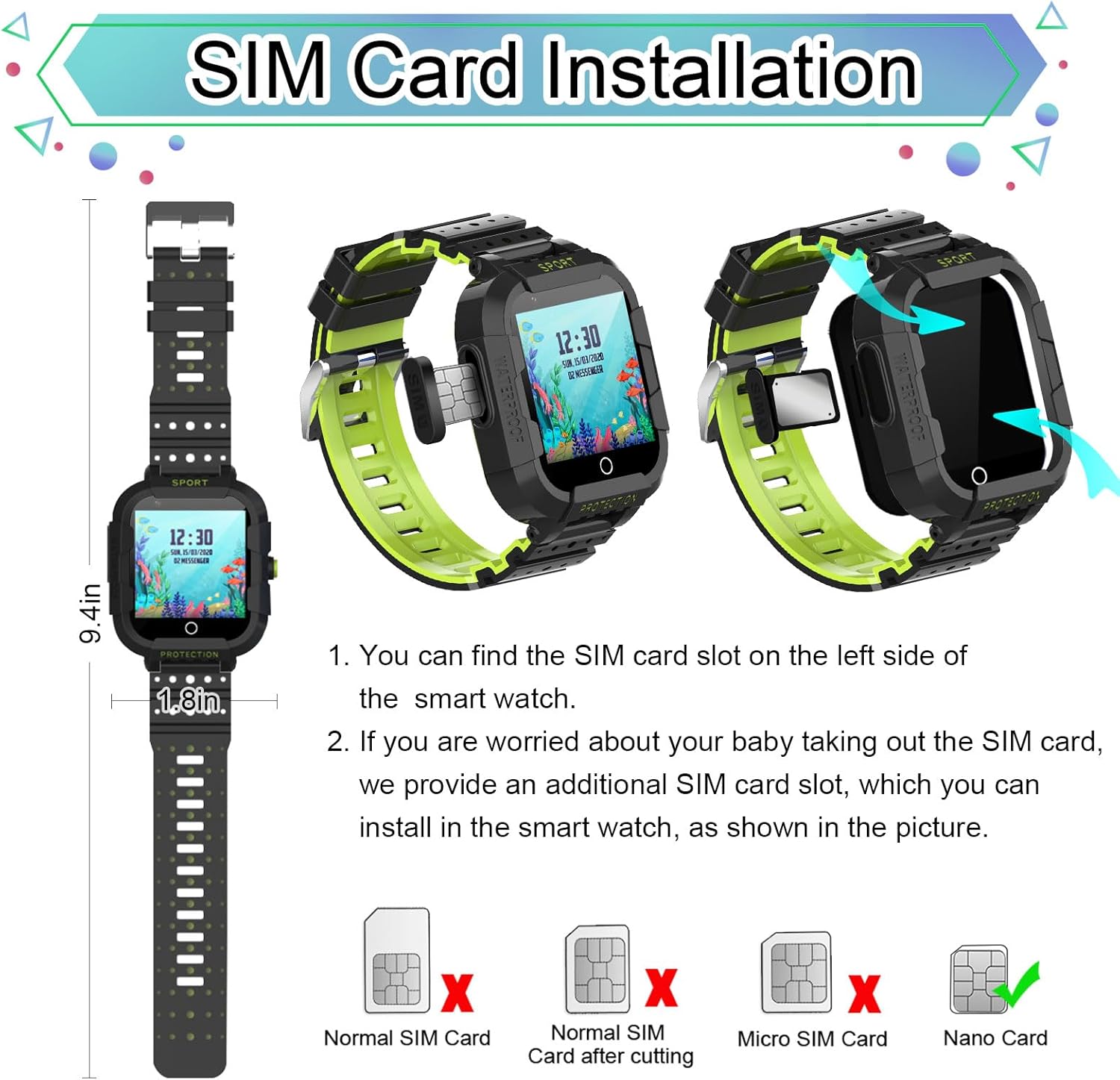 Wonlex 4G Kids Smartwatch with SIM Card, GPS Smart Watch for Children, 1.4″ Touch Screen Phone Watch for Boys Girls with Video Calls, Voice Chat,