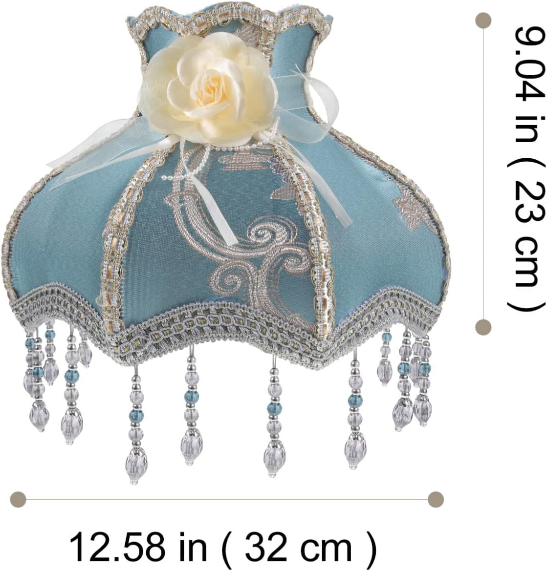 Housoutil Pantalla de lámpara vintage, pantalla victoriana con cuentas de flecos festoneados cúpula cubierta de lámpara de tela europea antigua,
