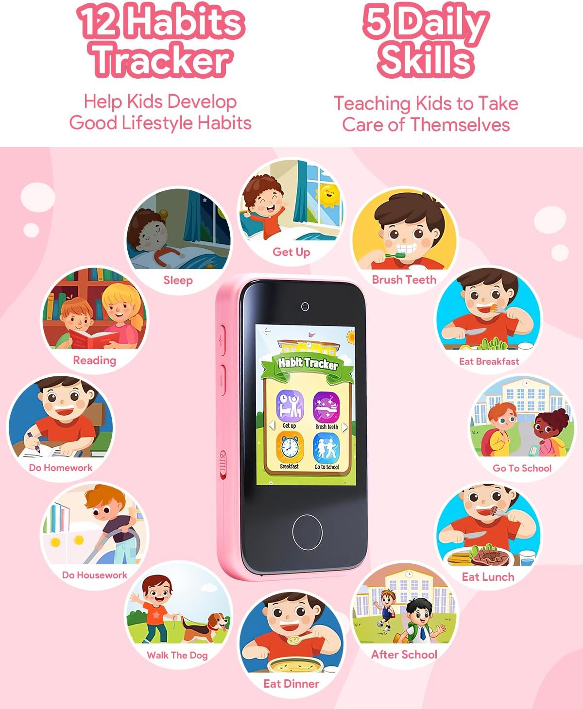 Yuuchoringee Teléfono inteligente para niños para niñas, regalos de aprendizaje para niñas, juguetes con cámara, teléfono para juegos para edades de