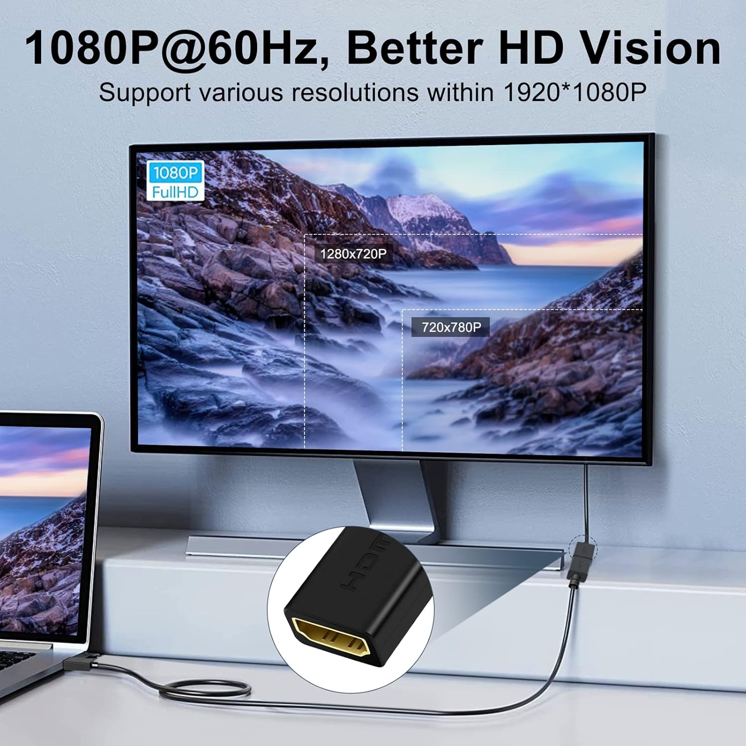 Adaptador HDMI a VGA, HDMI a VGA (de mujer a macho) compatible con monitor, PC, Xbox, TV Stick, Raspberry Pi, Roku, computadora, laptop (6 pulgadas)
