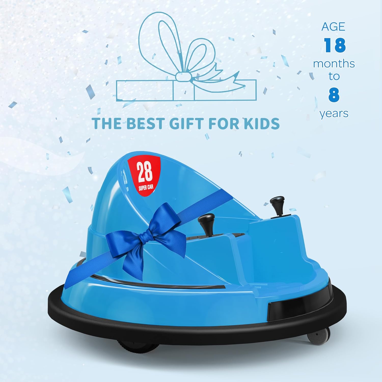 ROOMTEC Auto parachoques para niños pequeños de 1 a 3 años, auto parachoques de 12 V con control remoto, certificado de seguridad, luces