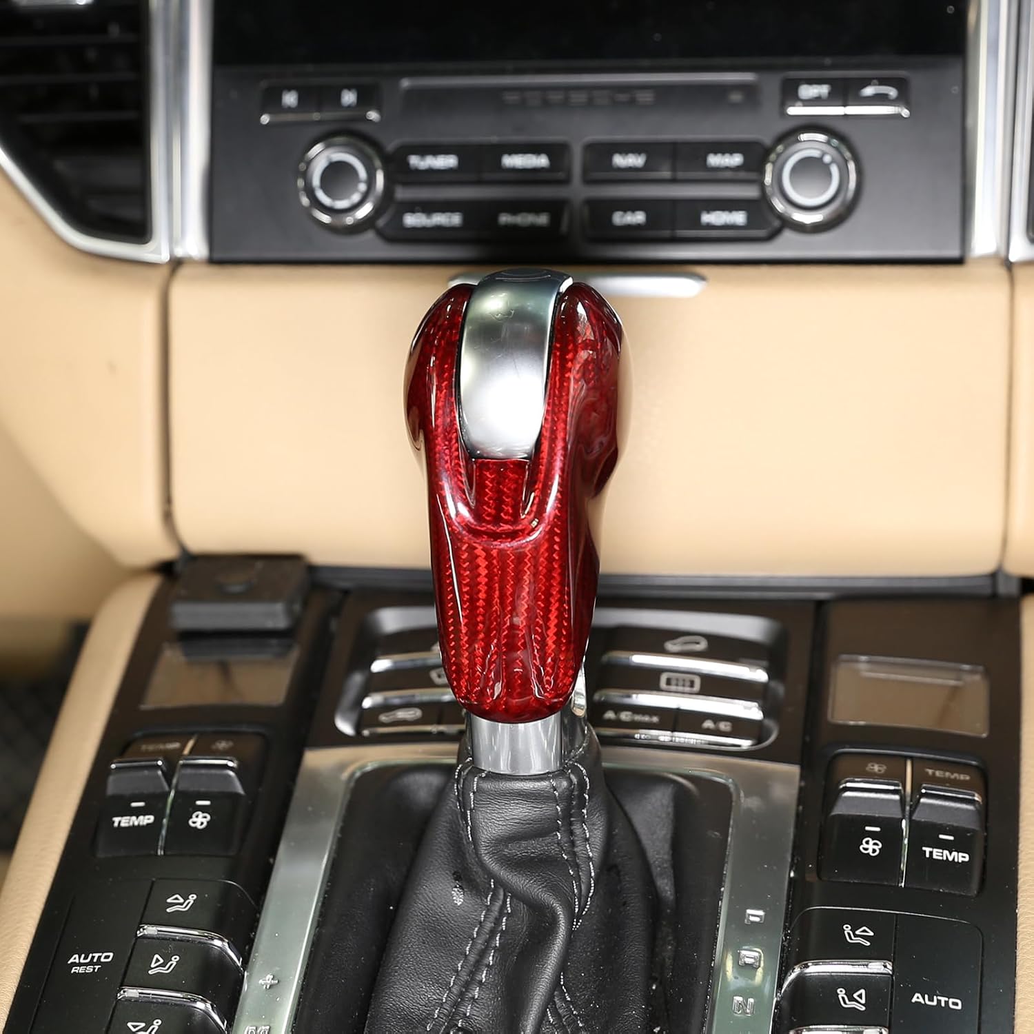 Coche de fibra de carbono real cambio cabeza perilla decoración cubierta cubierta protector apto para Porsche Boxster Cayman Macan Panamera 911 718