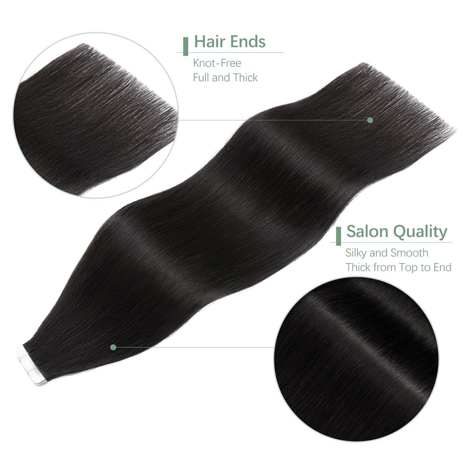SEGO Extensiones de cabello humano con cinta, 20 unidades, 1.76 ozpaquete, extensiones de cabello humano Remy, lacio, sin costuras, para mujeres,