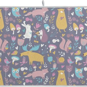 Cute Forest Animals Drying Dish Mat Washnable Absorbent Dish Draining Mat For Kitchen Counter Dish Drainer Pads Tapete Para Cocina 16” x 18” Cute Forest Animals Drying Dish Mat Washnable Absorbent Dish Draining Mat For Kitchen Counter Dish Drainer Pads Tapete Para Cocina 16” x 18”