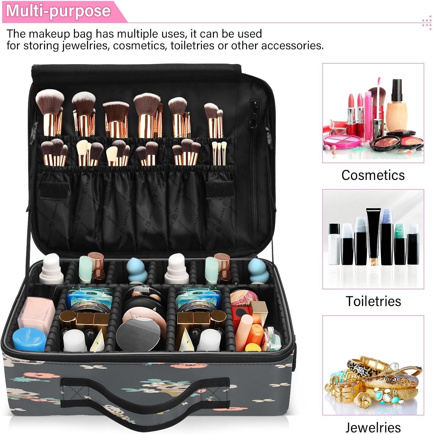 Sloth Cartoon Dark Color travel bag cosmetic carry case make up bag travelling large make up bag travel makeup train cosmetiquera de viaje para