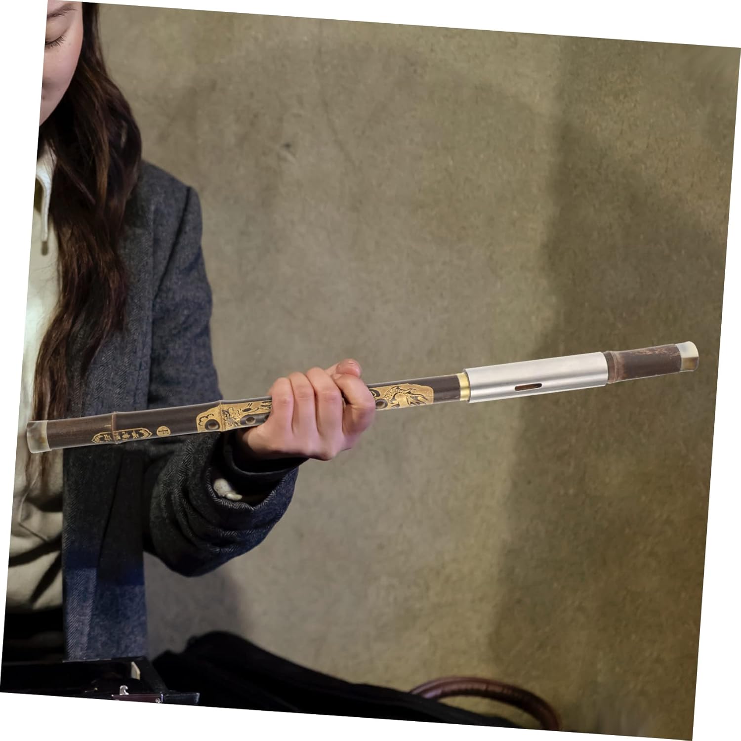 SHOWERORO Cruz Blow Bau Instrumento de viento tradicional Bambú Bawu Silbato Flauta Shakuhachi Bawu Flauta de bambú Clarinete Nacional Bawu Flauta