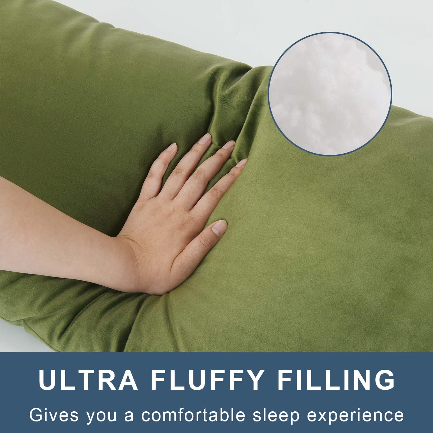 Bedream Almohada de cuerpo completo para adultos (oliva, 20 x 54 pulgadas), almohada larga para dormir, almohadas grandes para cama, almohada