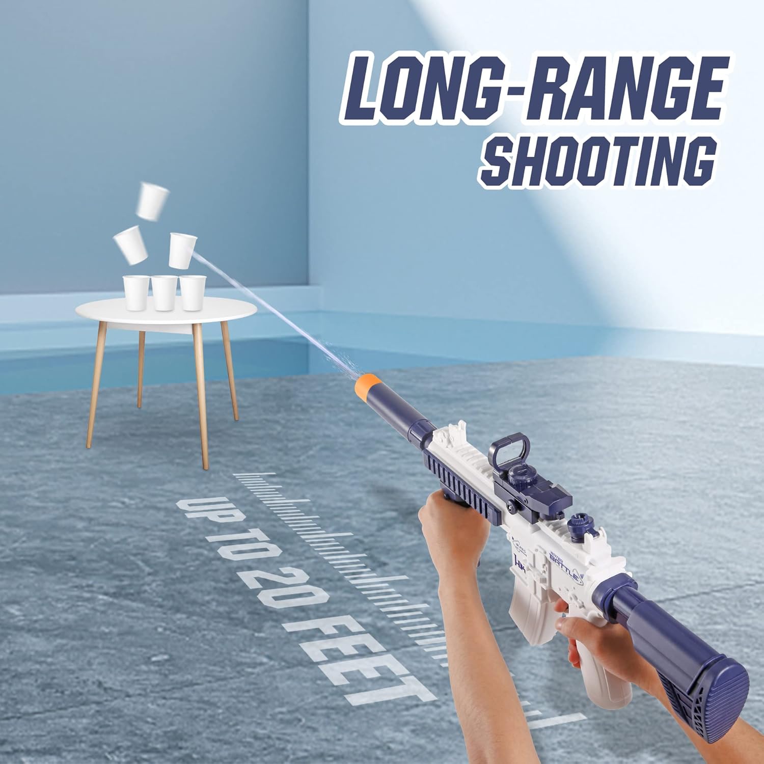 Pistola de agua eléctrica, juguetes de pistola de chorro, pistola automática de agua de hasta 20 pies de largo alcance, pistola de agua para niños y