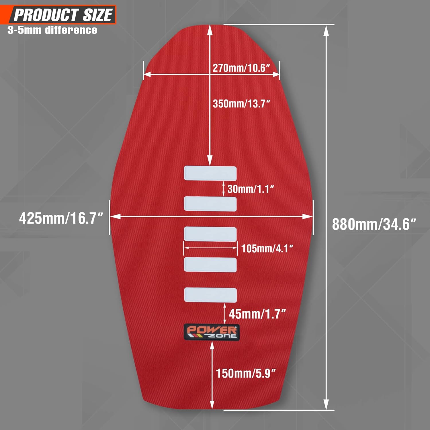 Funda universal para asiento de motocross, agarre suave, antideslizante, color blanco a rayas, para motocicleta, color rojo