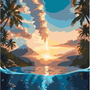 QUITEDEW Pintura por números para adultos principiantes, mar, volcán, pintura por números, pintura de paisaje por números, pintura de paisaje para QUITEDEW Pintura por números para adultos principiantes, mar, volcán, pintura por números, pintura de paisaje por números, pintura de paisaje para