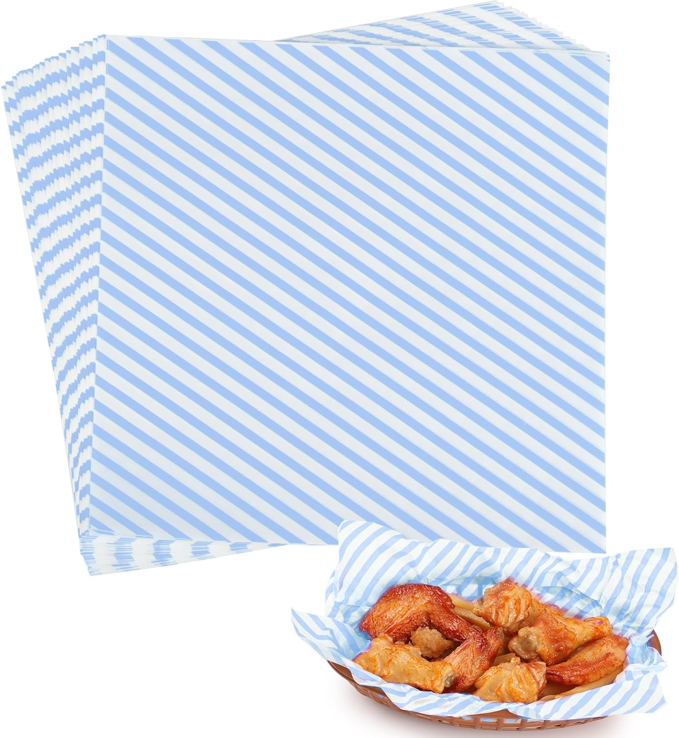 GeeRic Hojas de papel encerado de 12 x 12 pulgadas, 100 forros para cestas de alimentos para sándwiches, hamburguesas, envoltorios de alimentos