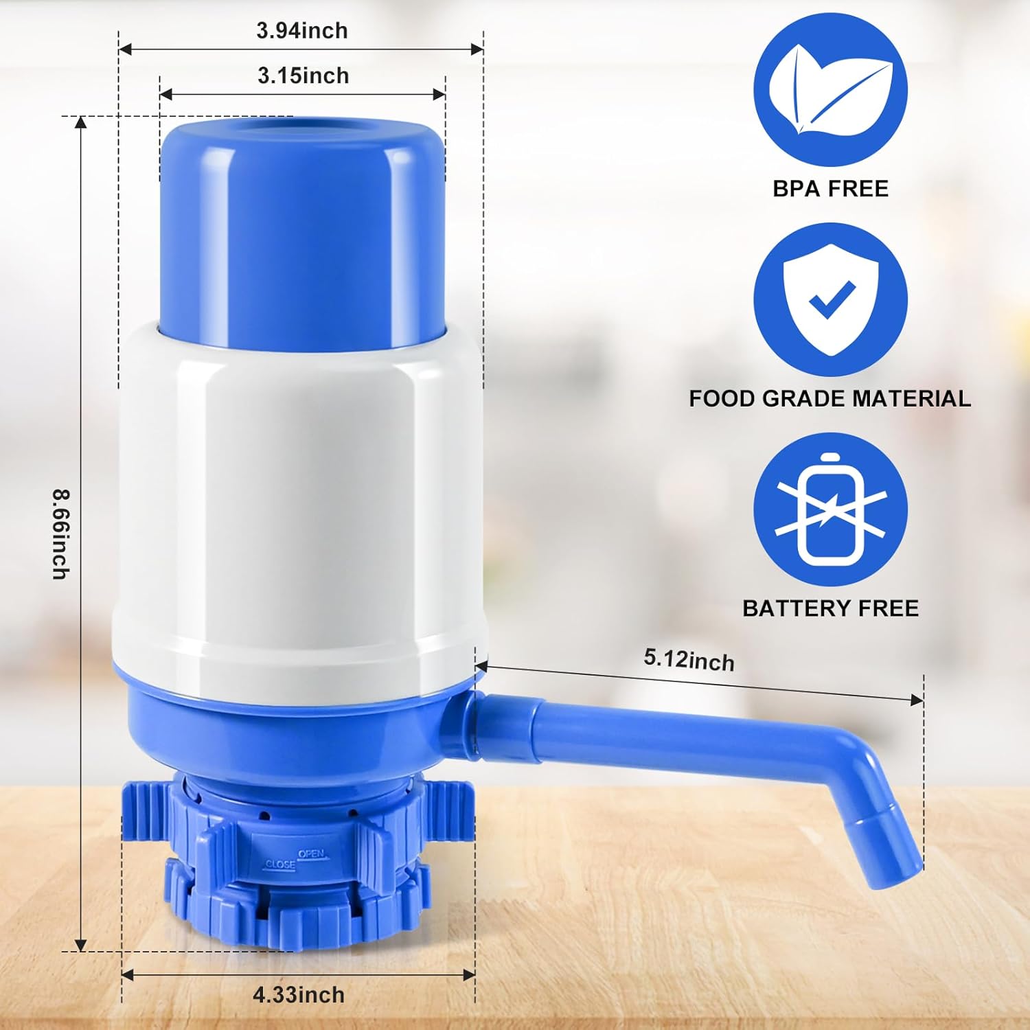 Dispensador de agua manual para botella de 5 galones, dispensador de agua de 5 galones, ajuste universal para jarras de corona de 2 a 5 galones, 3