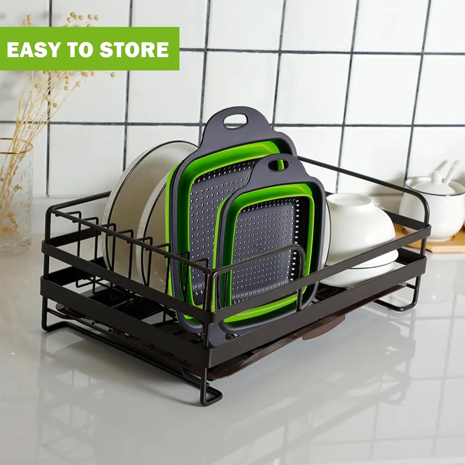 3 coladores plegables de silicona, colador plegable KEKIMO con 9.5 pulgadas, 11.4 pulgadas y 13.8 pulgadas, ideal para drenar pasta, verduras y
