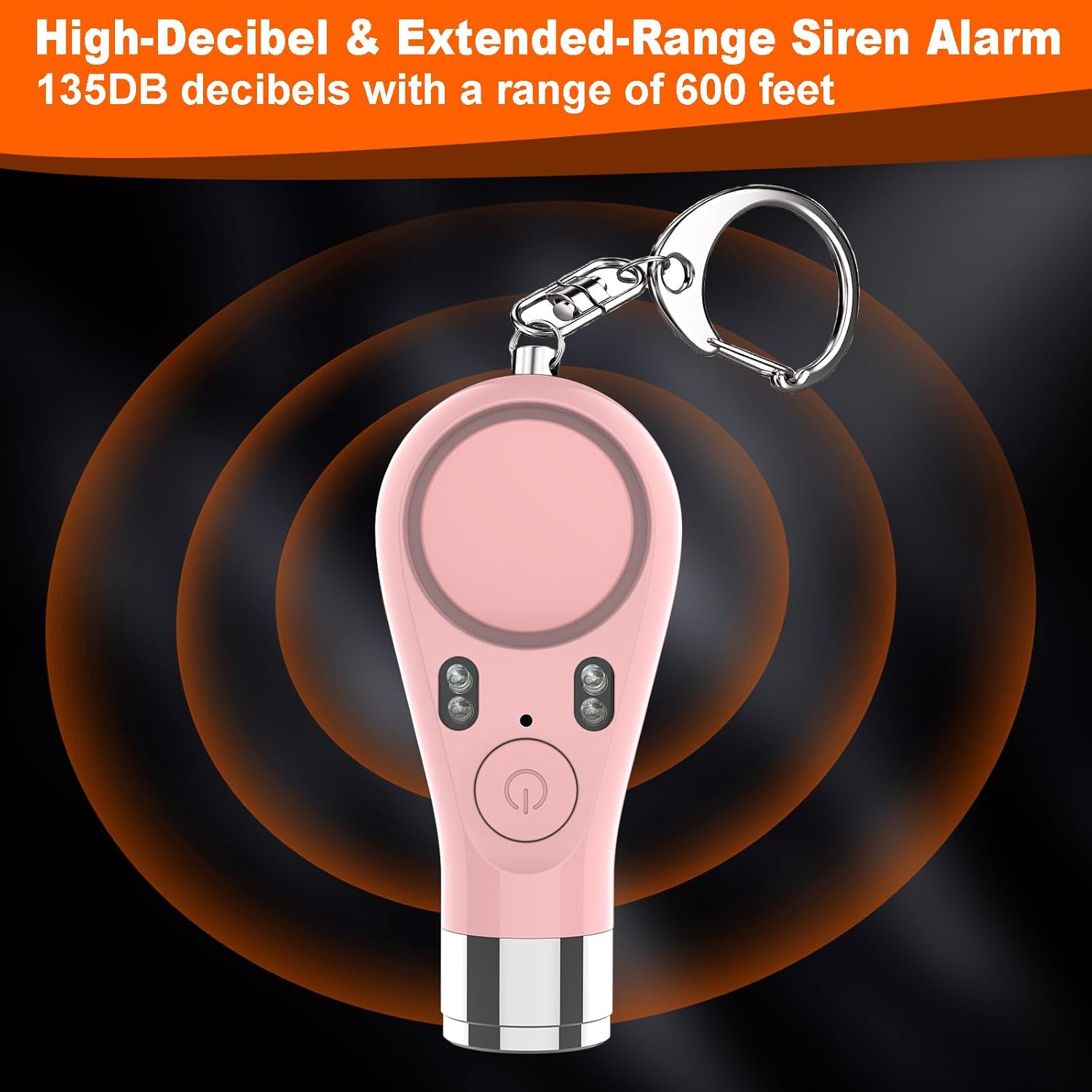 FUVISION Alarmas personales para mujer, alarma de seguridad personal para mujeres, alarma personal con sirena de 135 DB, luces de calentamiento