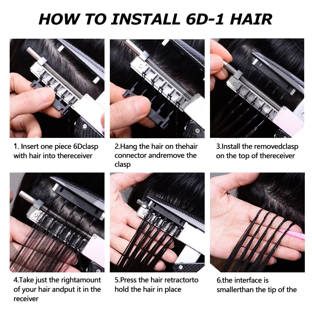 Extensiones de cabello humano 6D, extensión de cabello 6D marrón oscuro, extensión de cabello lacio oculto sin rastro, extensión de cabello lacio