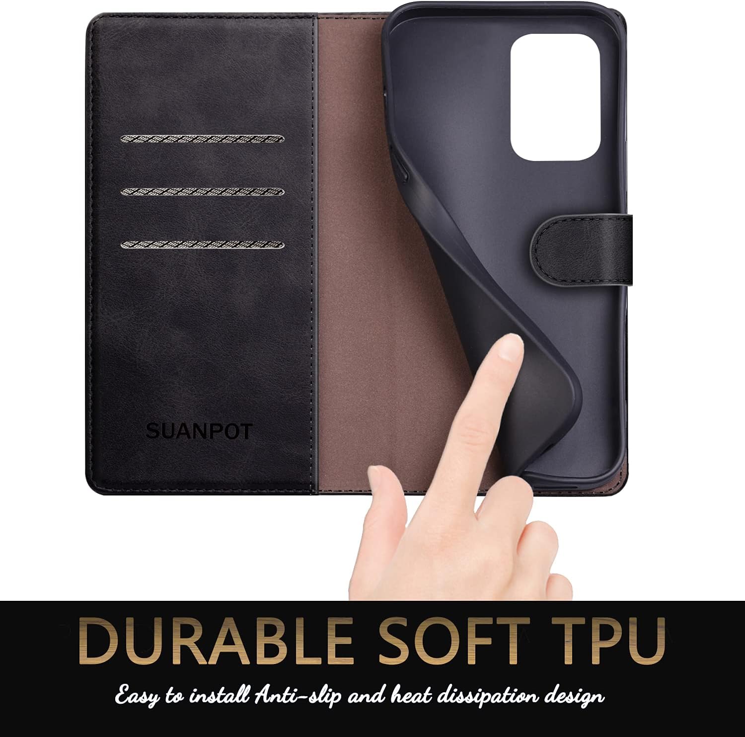 SUANPOT Funda tipo cartera de cuero para Samsung Galaxy A52 4G y 5G con tarjetero de crédito RFID Flip Folio Book Phone Case Funda a prueba de
