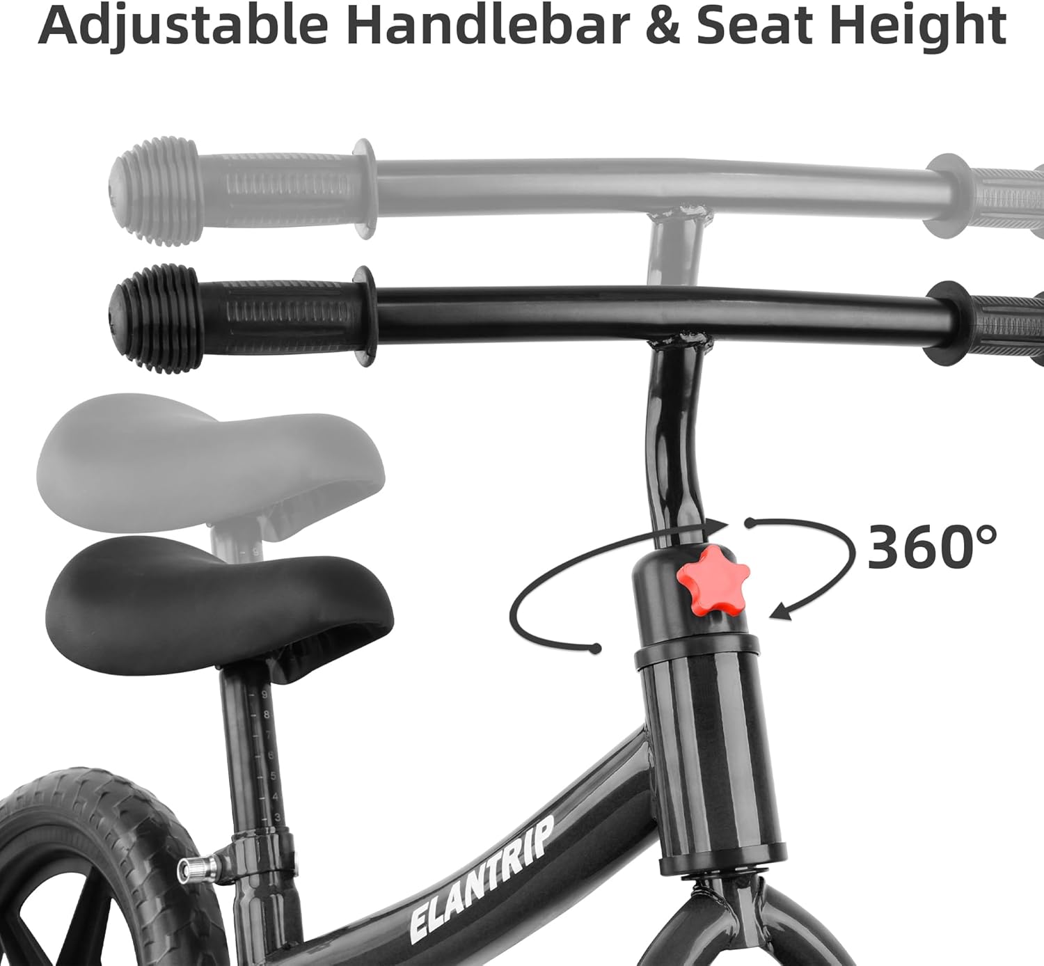 Elantrip Bicicleta de equilibrio, bicicleta negra ligera para niños de 1 a 3 años, juguetes de regalo de cumpleaños para niños y niñas de 1 a 3