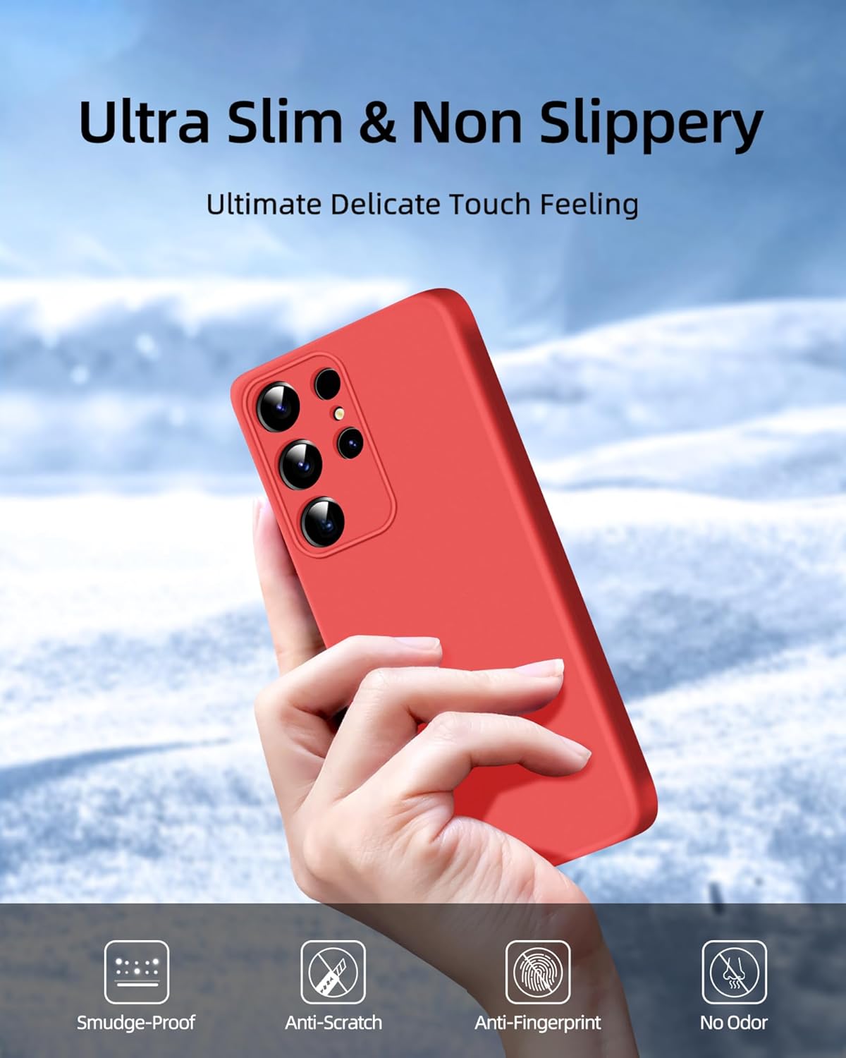 Dssairo Funda para Samsung Galaxy S23 Ultra, con protección completa de la cámara, funda protectora delgada de silicona líquida a prueba de golpes