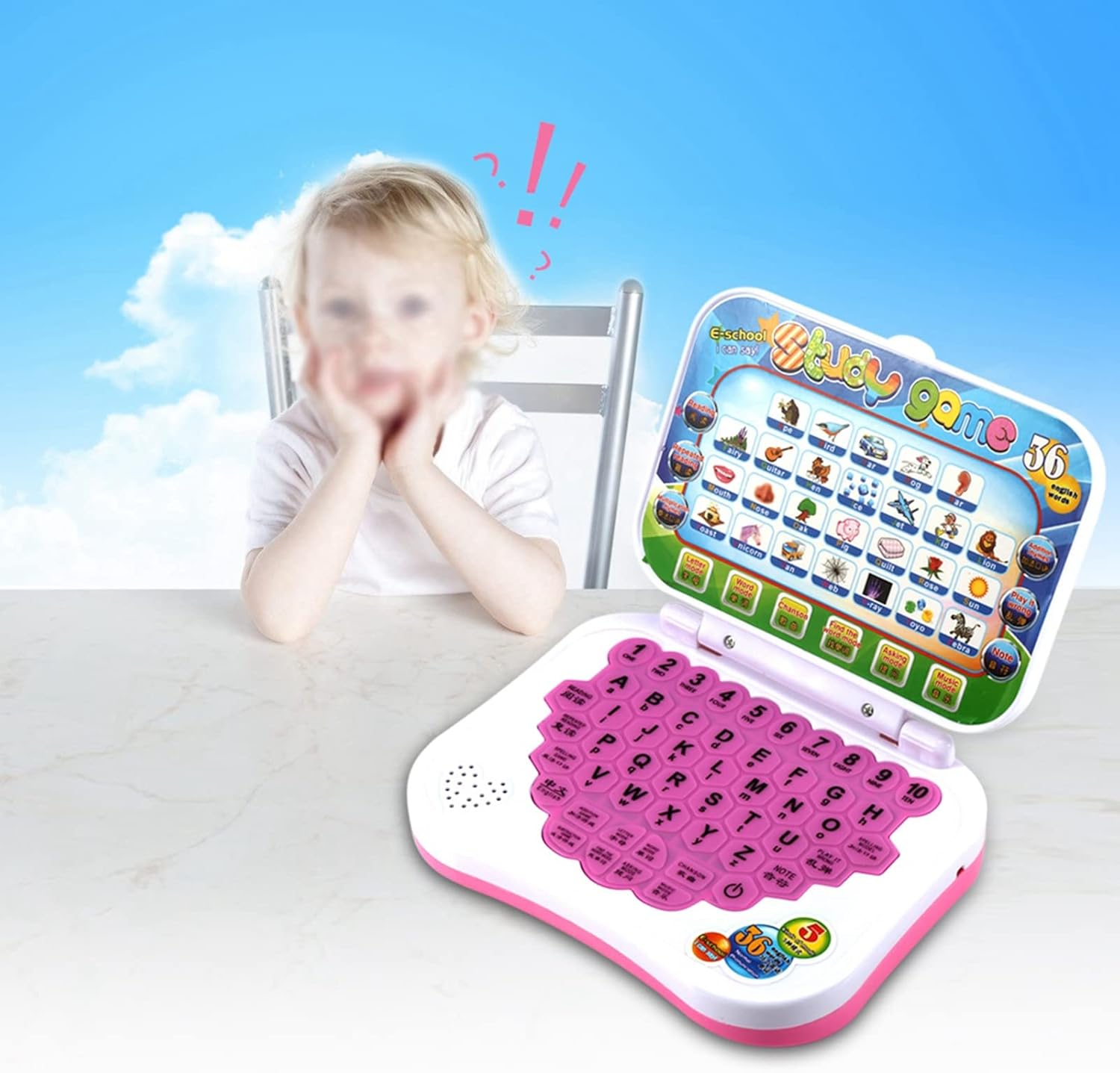 Alomejor Portátil para niños, bebé bilingüe educativo electrónico aprendizaje juguetes niños juego de computadora para regalos