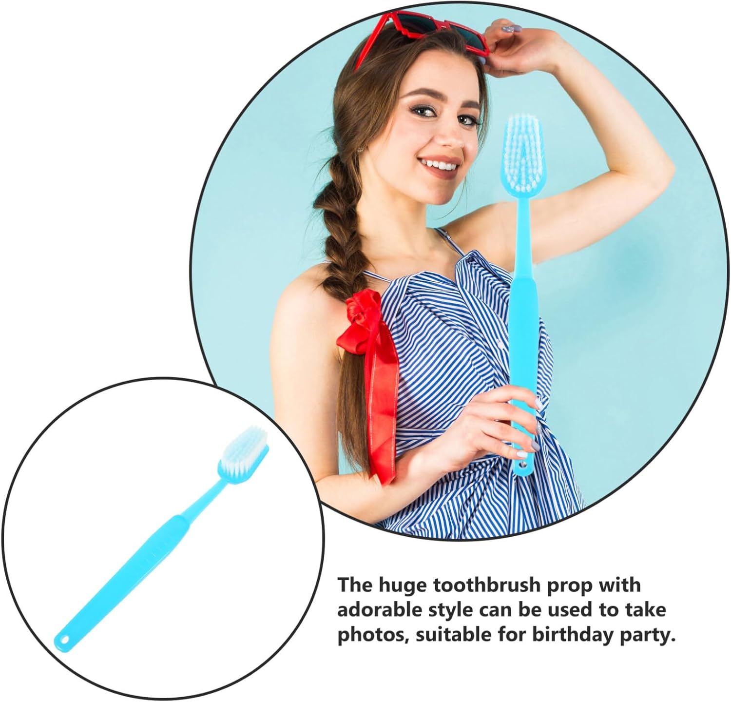 POPETPOP Cepillo de dientes gigante, accesorio para cepillo de dientes gigante, artículos cómicamente grandes, cepillo de dientes de demostración de