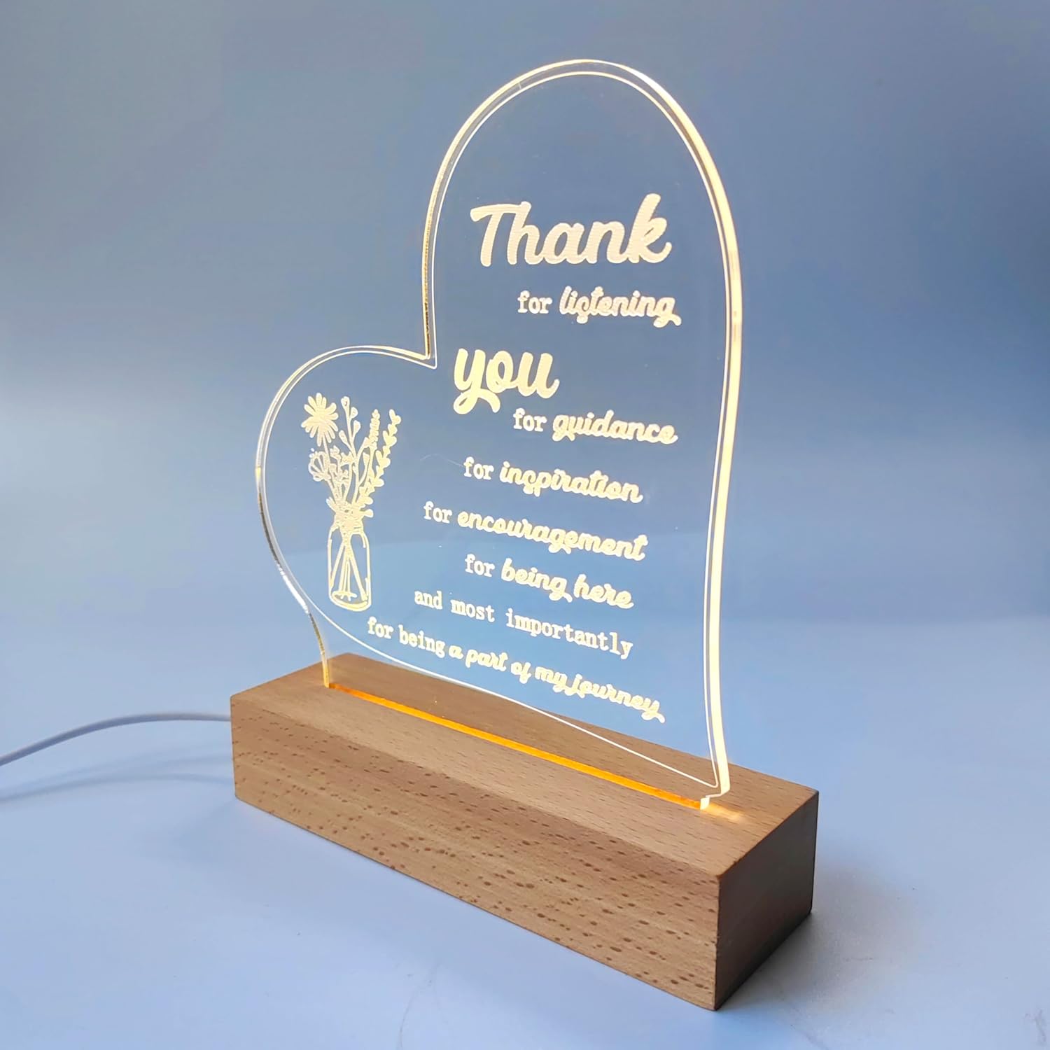 Regalos de agradecimiento para mujeres y hombres, acrílico regulable, luz nocturna LED, compañero de trabajo, jubilación, regalo inspirador para