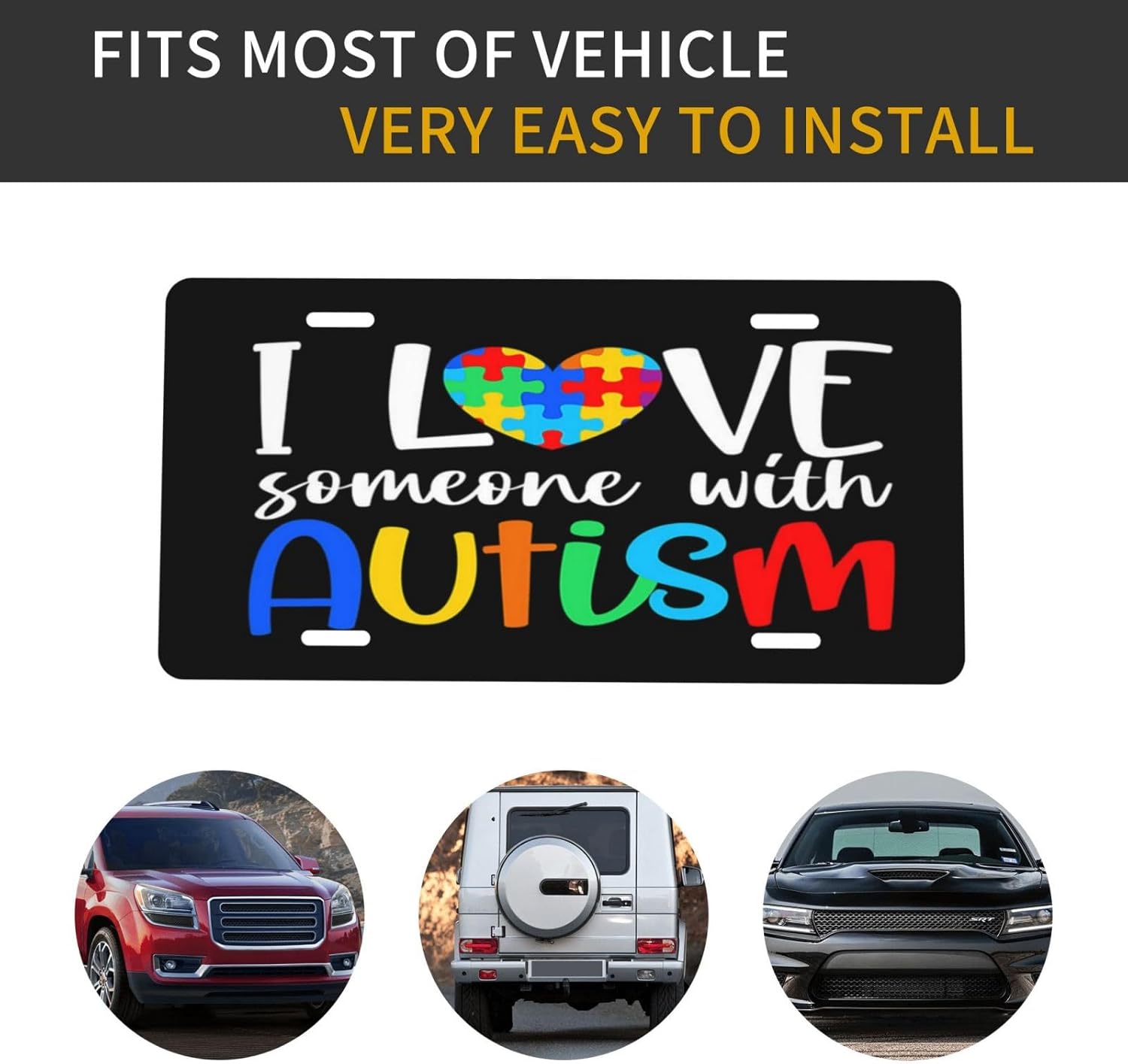 Placa de matrícula retro con texto en inglés “I Love Someone with Autismo”, placa de metal para automóvil, decoración del hogar para mujeres y