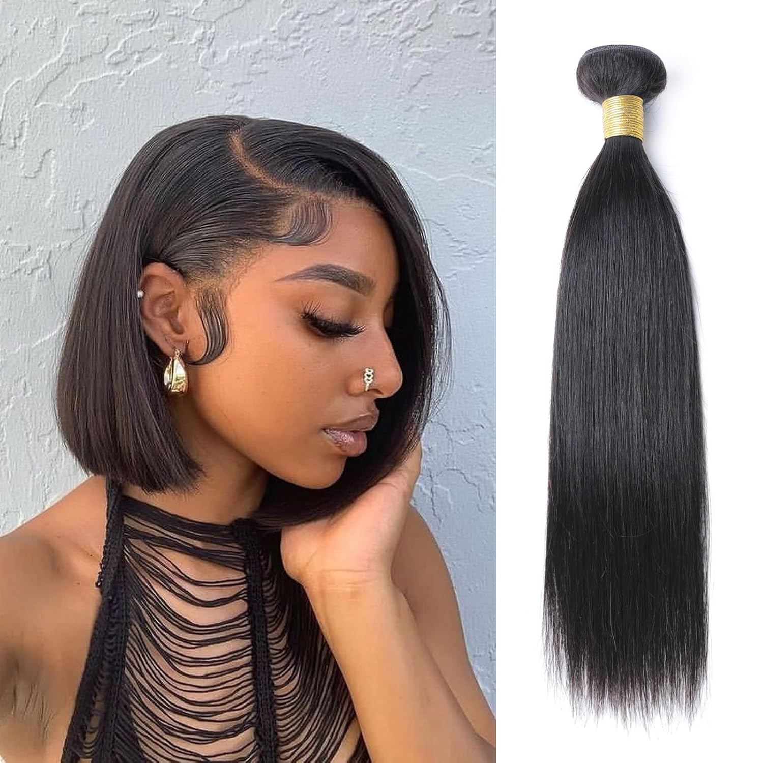 Extensiones de cabello corto brasileño virgen lacio, 100% cabello humano, tejido brasileño sin procesar, 3.53 ozpieza, extensiones de cabello de