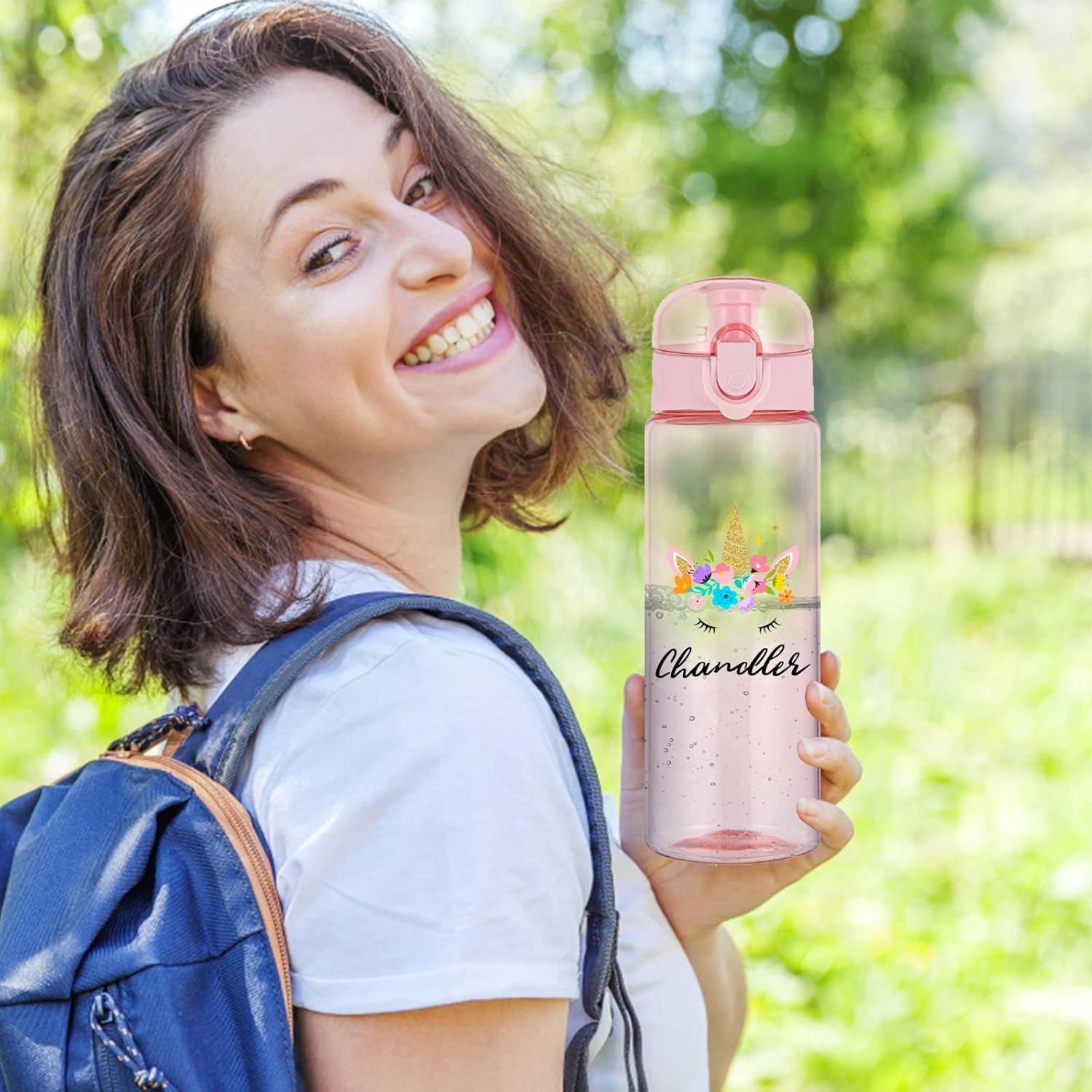 MESHELEY Botellas de agua personalizadas de 26 onzas, botellas de agua personalizadas para niños, niñas, hombres, mujeres, escuela, botella de agua